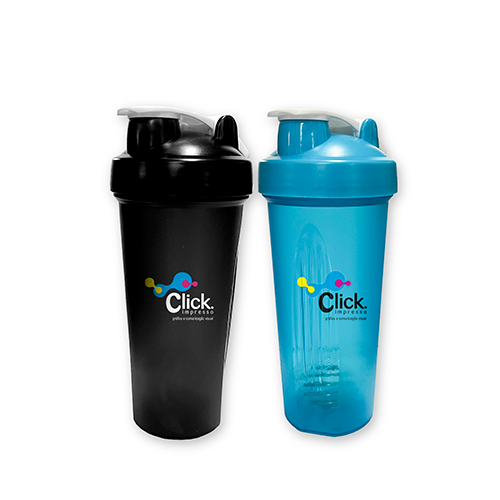 Shakeira de plastico, copo e tampa colorido,  600ml.